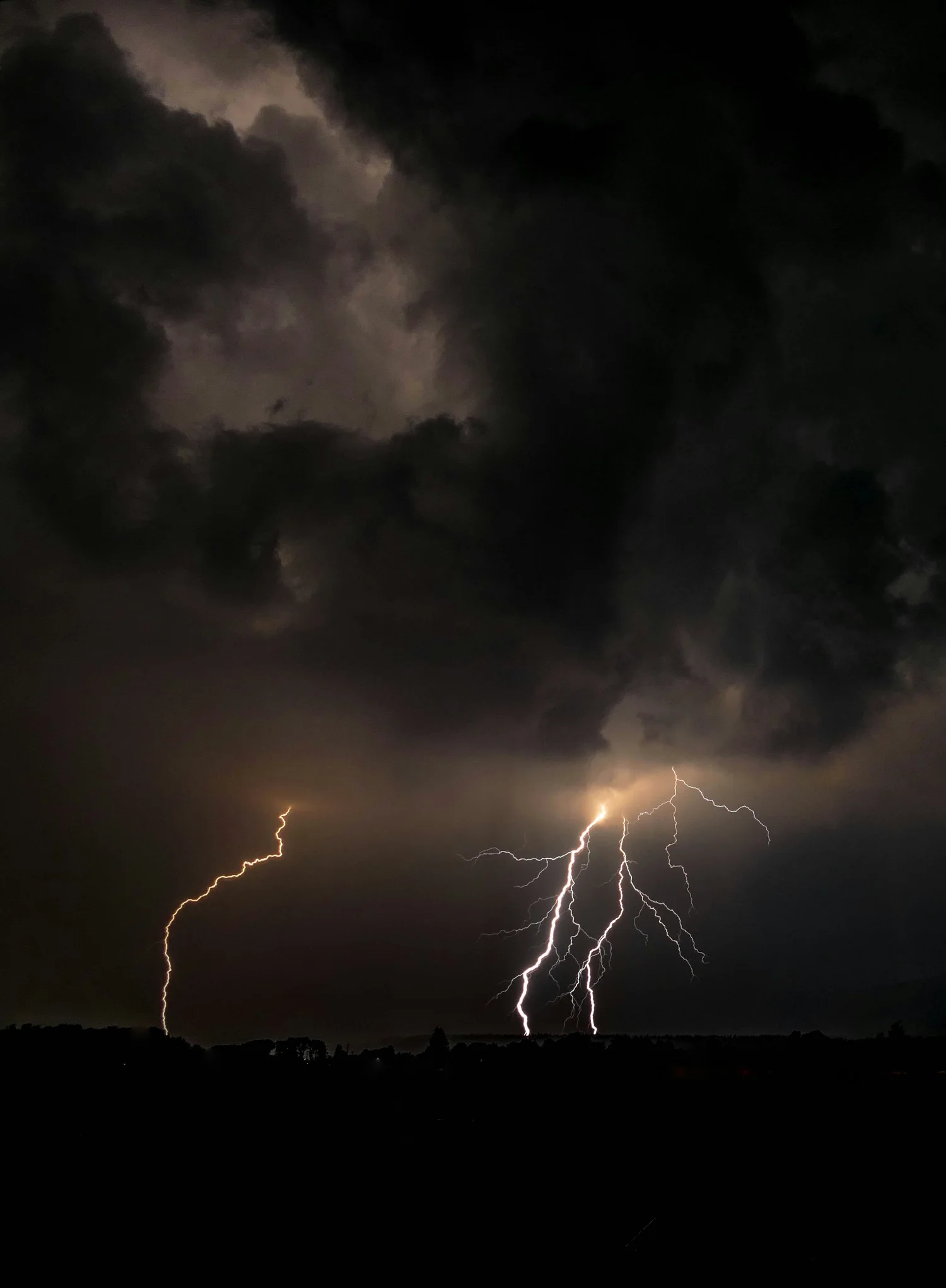 Image of Dark Sky with Lightning Flashes